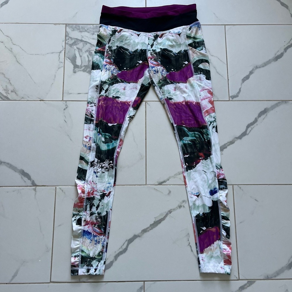 Lululemon Speed Tight III leggings Pigment Wave Multi Black Regal Plum Sz 8